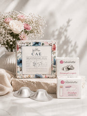 ilverette Nurturing Essentials Bundle: silver nursing cups, cleaning kit and reusable bamboo nursing pads