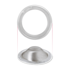 One Silverette silver nursing cup shown with its O-Feel silicone ring